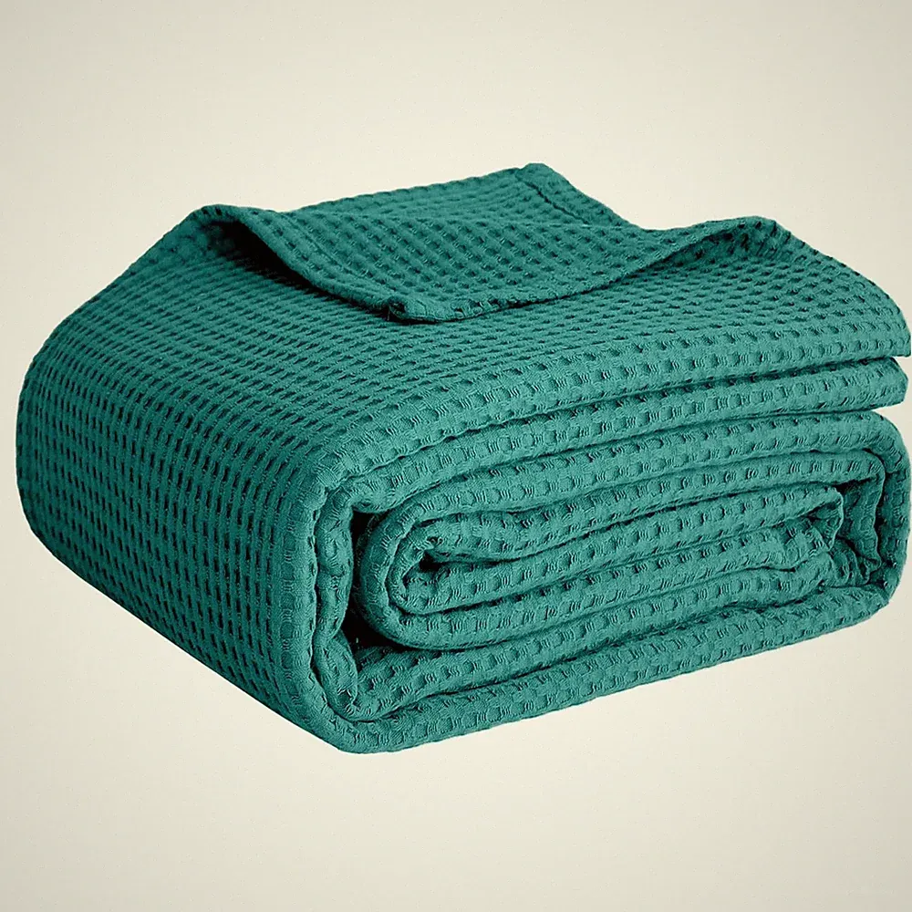 100% Cotton Blankets Queen Size for Bed - Waffle Weave Blankets for Summer, L...