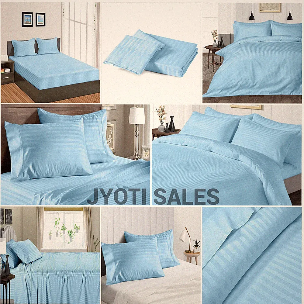100% Egyptian 1000 Thread Count Sky Blue Stripes Select Sheets OR Duvet Covers