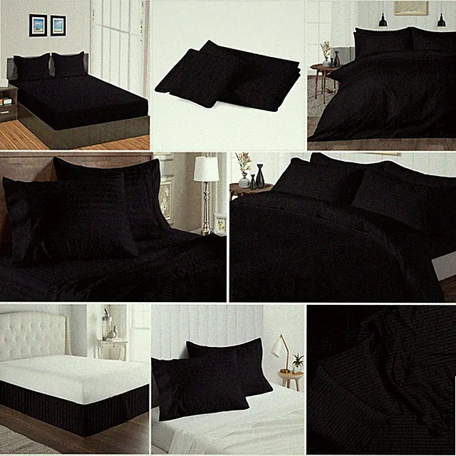 100% Egyptian Cotton 1000 Thread Count Black Strip Select Sheets OR Duvet Covers