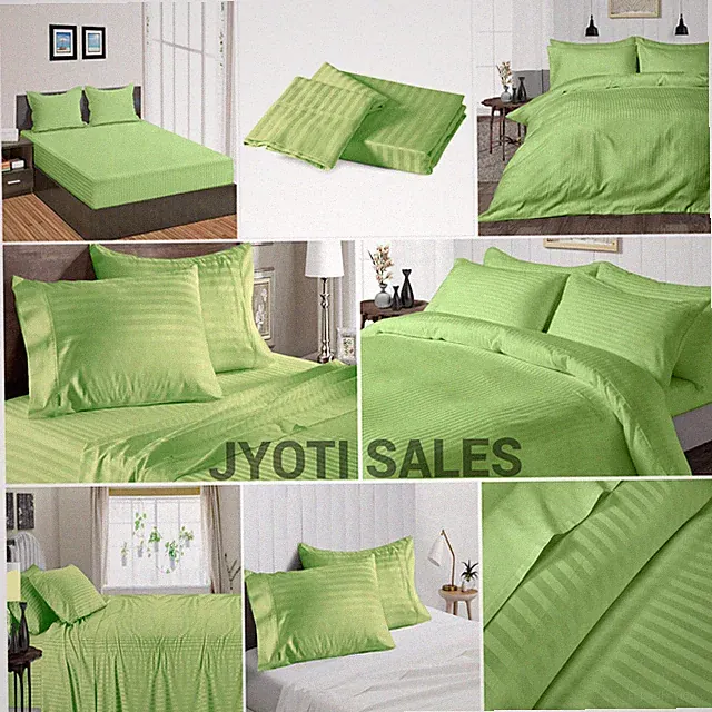 100% Egyptian Cotton 1000 Thread Count Sage Stripe Select Sheets OR Duvet Covers