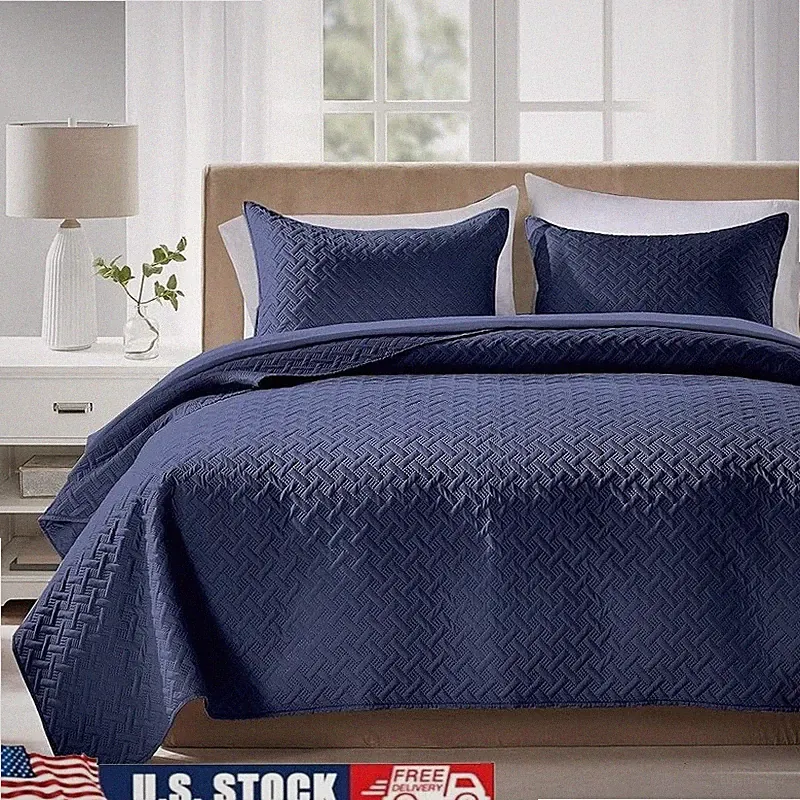 King Quilt Set Reversible Microfiber Bedding W/ Pillow Shams All Season New