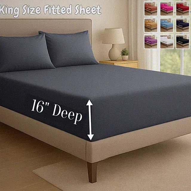 Luxury King Size Fitted Sheet Hotel Quality Extra Deep Fit Mattress Bed Sheets