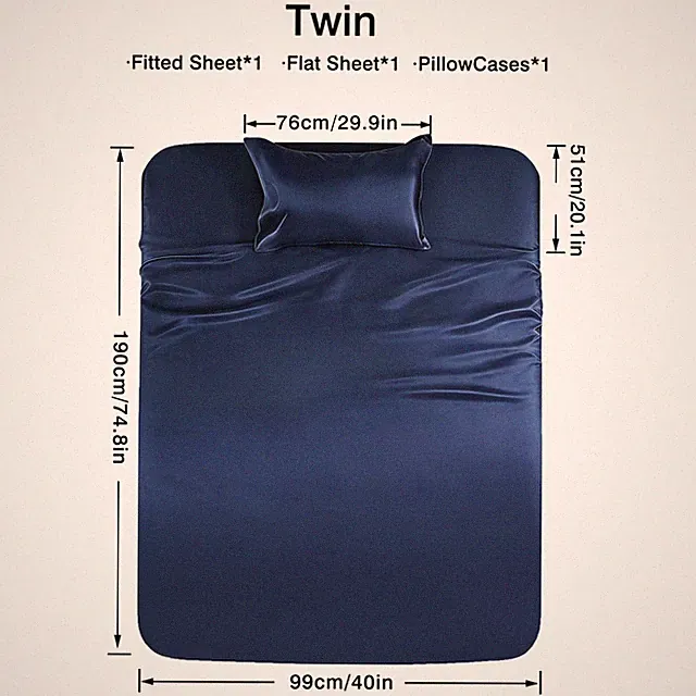 Satin Sheet Set 4-Piece Soft Bedding Pillowcases All Season Single Double King
