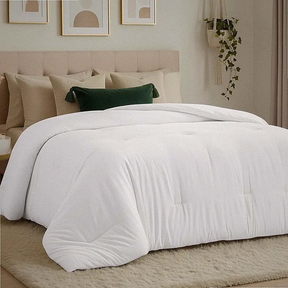 Twin Comforter: All Season Duvet Insert, Down Alternative, 64x88 in, White